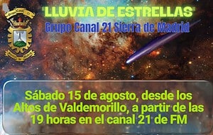Participa en la Lluvia de Estrellas 2026 del Grupo Canal 21 Sierra de Madrid. Observación de Perseidas, radio en CB y una noche única en Valdemorillo.